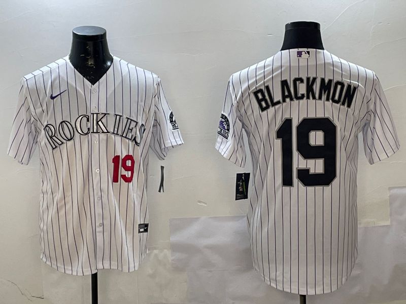 Men Colorado Rockies #19 Blackmon White Stripe Game 2025 Nike MLB Jersey style 3->colorado rockies->MLB Jersey